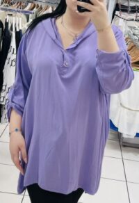 Dolga tunika z gumbi in kapuco