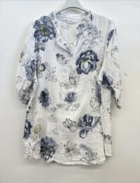 Lanena majica "Modre rože"