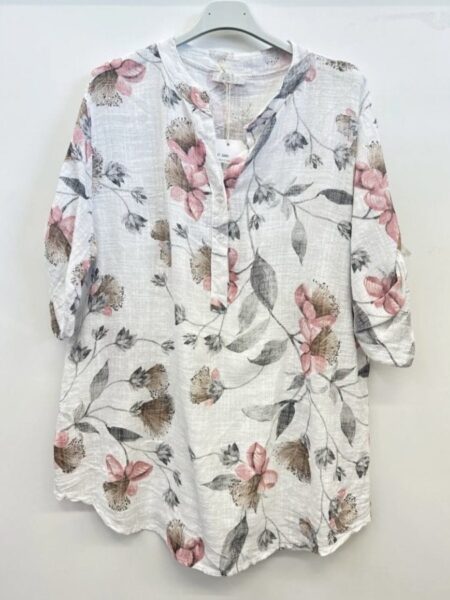Lanena majica "Pastelne rože"